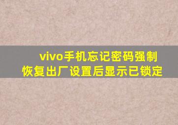 vivo手机忘记密码强制恢复出厂设置后显示已锁定