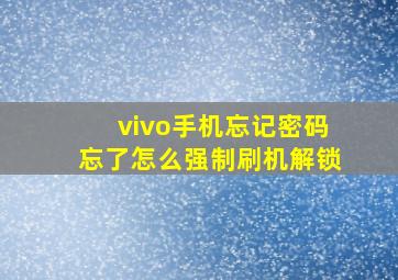 vivo手机忘记密码忘了怎么强制刷机解锁