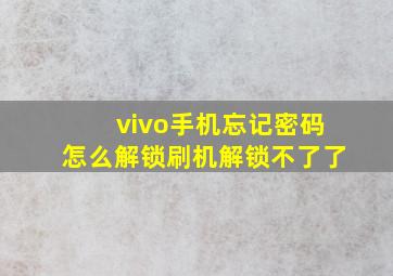 vivo手机忘记密码怎么解锁刷机解锁不了了