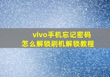 vivo手机忘记密码怎么解锁刷机解锁教程