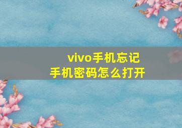 vivo手机忘记手机密码怎么打开