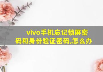 vivo手机忘记锁屏密码和身份验证密码,怎么办