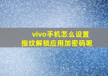 vivo手机怎么设置指纹解锁应用加密码呢