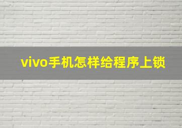 vivo手机怎样给程序上锁