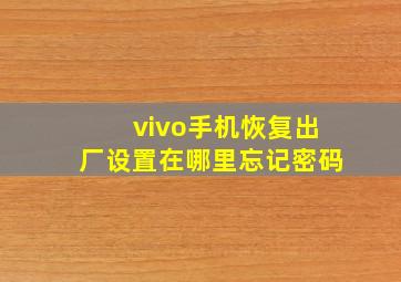 vivo手机恢复出厂设置在哪里忘记密码