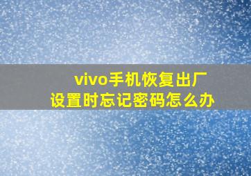 vivo手机恢复出厂设置时忘记密码怎么办