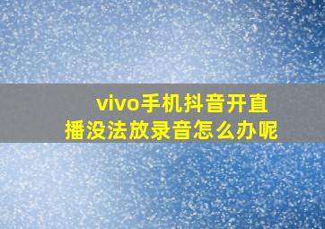 vivo手机抖音开直播没法放录音怎么办呢