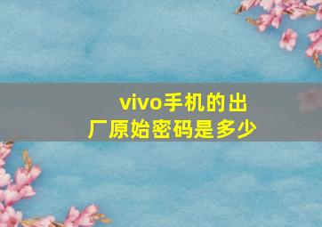 vivo手机的出厂原始密码是多少