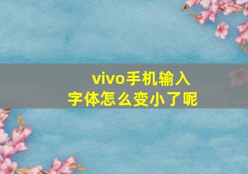 vivo手机输入字体怎么变小了呢