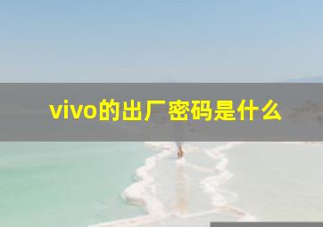 vivo的出厂密码是什么