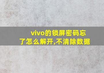 vivo的锁屏密码忘了怎么解开,不清除数据