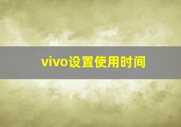 vivo设置使用时间