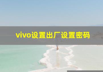 vivo设置出厂设置密码