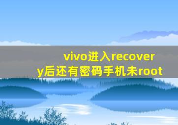 vivo进入recovery后还有密码手机未root