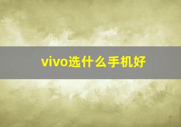 vivo选什么手机好