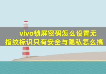 vivo锁屏密码怎么设置无指纹标识只有安全与隐私怎么搞