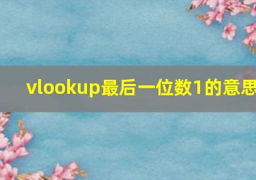 vlookup最后一位数1的意思