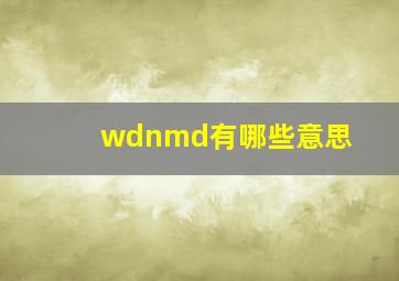 wdnmd有哪些意思