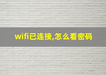 wifi已连接,怎么看密码