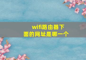 wifi路由器下面的网址是哪一个