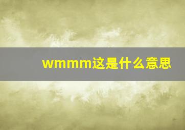 wmmm这是什么意思