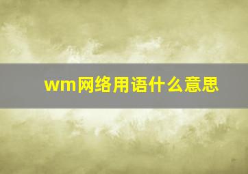 wm网络用语什么意思