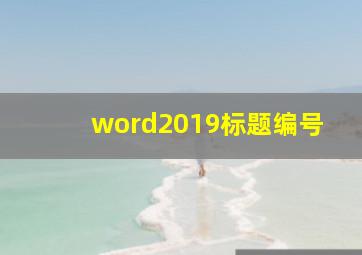 word2019标题编号