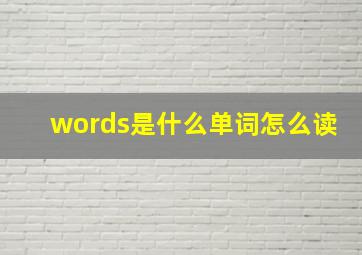 words是什么单词怎么读