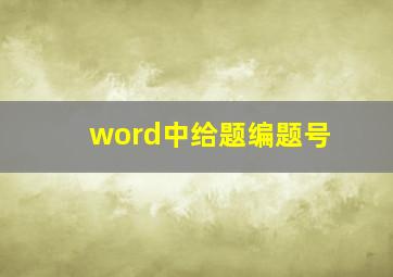 word中给题编题号