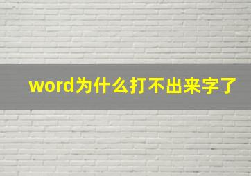 word为什么打不出来字了