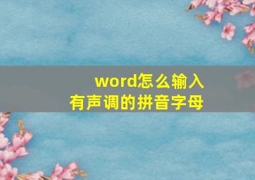 word怎么输入有声调的拼音字母