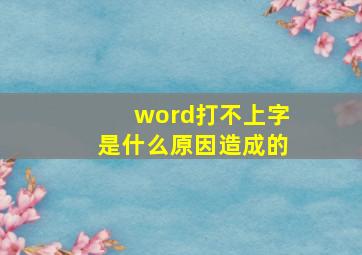 word打不上字是什么原因造成的