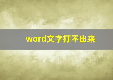 word文字打不出来