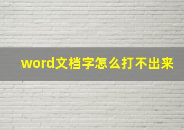 word文档字怎么打不出来