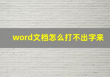 word文档怎么打不出字来