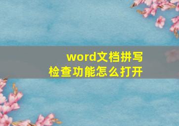 word文档拼写检查功能怎么打开