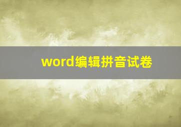 word编辑拼音试卷