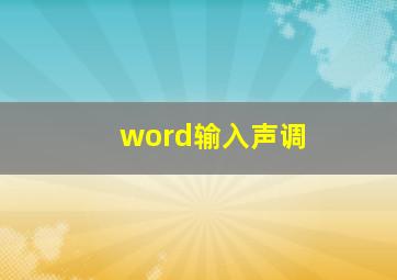 word输入声调