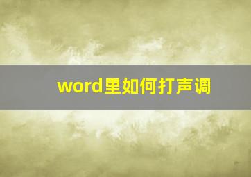 word里如何打声调