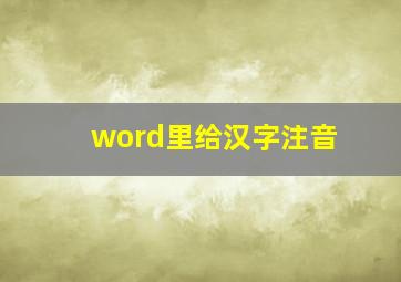 word里给汉字注音