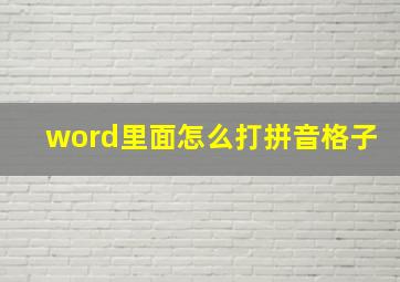 word里面怎么打拼音格子