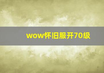 wow怀旧服开70级