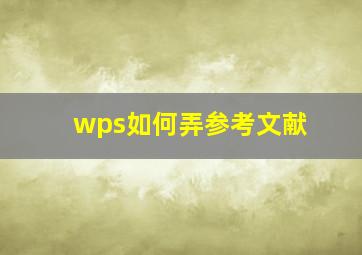 wps如何弄参考文献