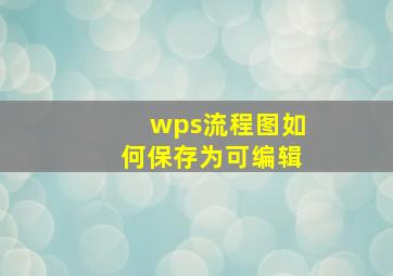 wps流程图如何保存为可编辑