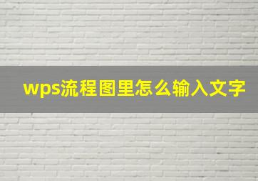 wps流程图里怎么输入文字