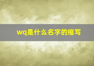 wq是什么名字的缩写