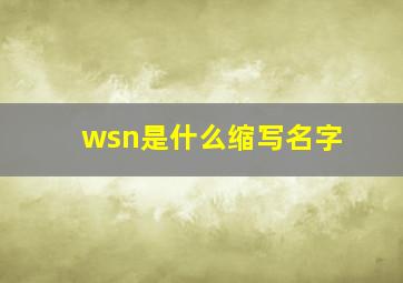 wsn是什么缩写名字