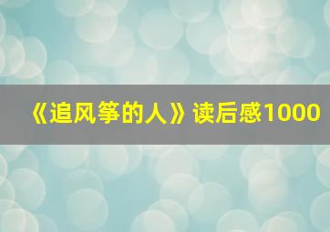 《追风筝的人》读后感1000