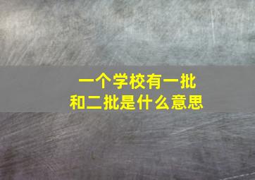 一个学校有一批和二批是什么意思