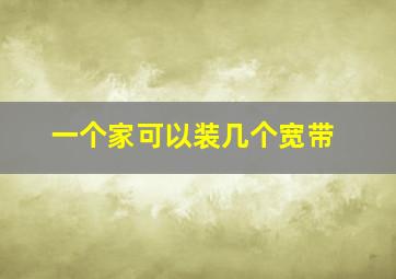 一个家可以装几个宽带